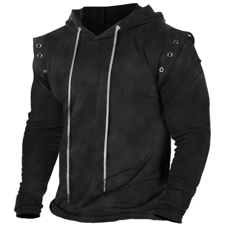 

Men's Retro Rock Lace-Up Hooded T-Shirt