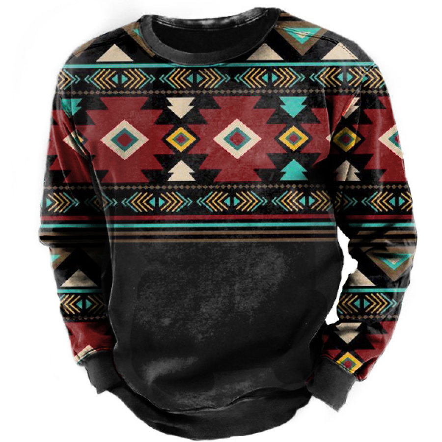

Men's Vintage Ethnic Geometric Pattern Print Sweatshirt