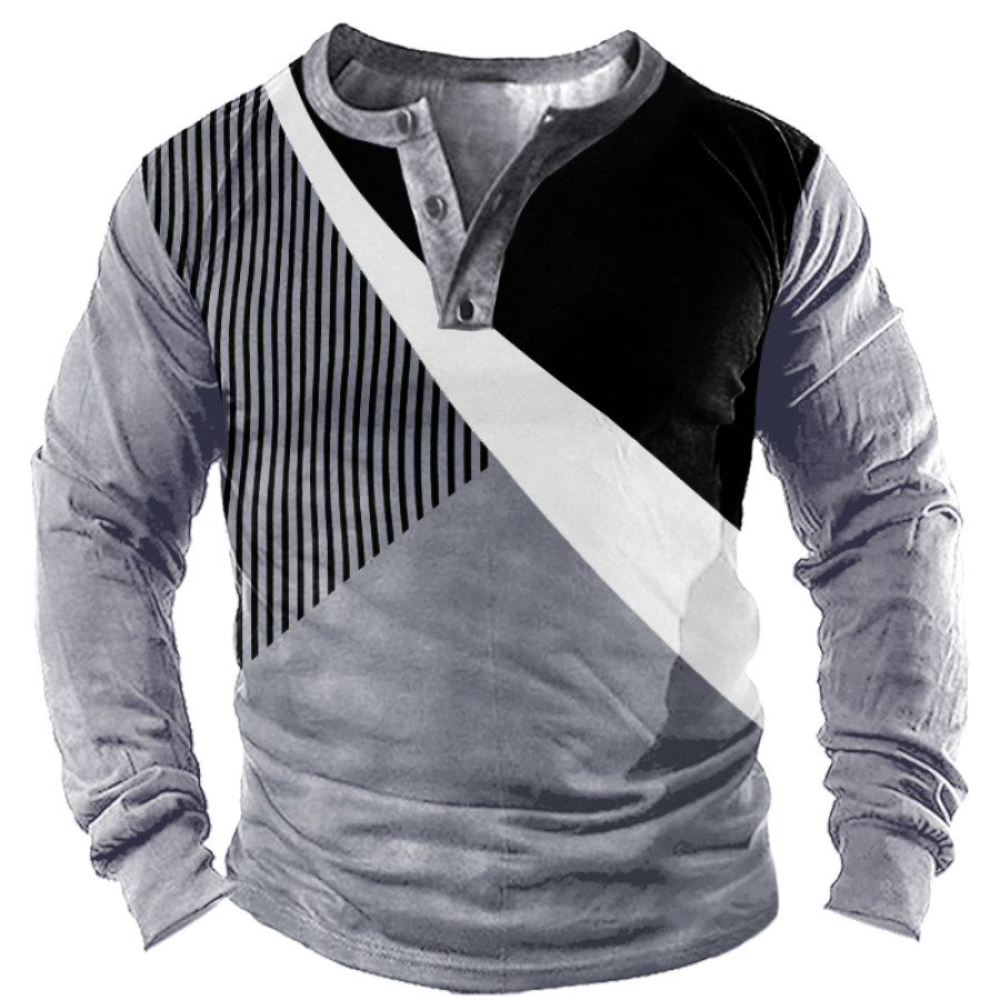 

Men's Colorblock Casual Henley Shirt