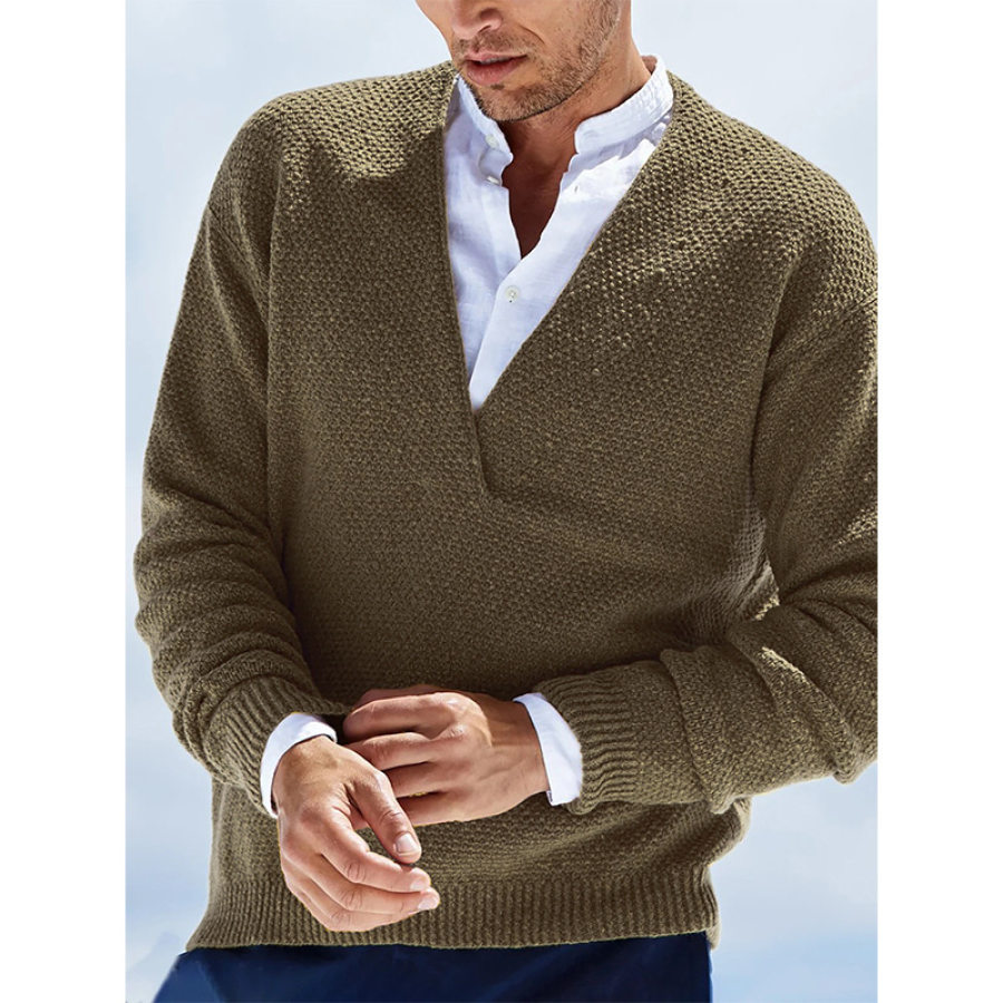 

Pull à Manches Longues En Tricot Chaud à Col En V Pour Hommes