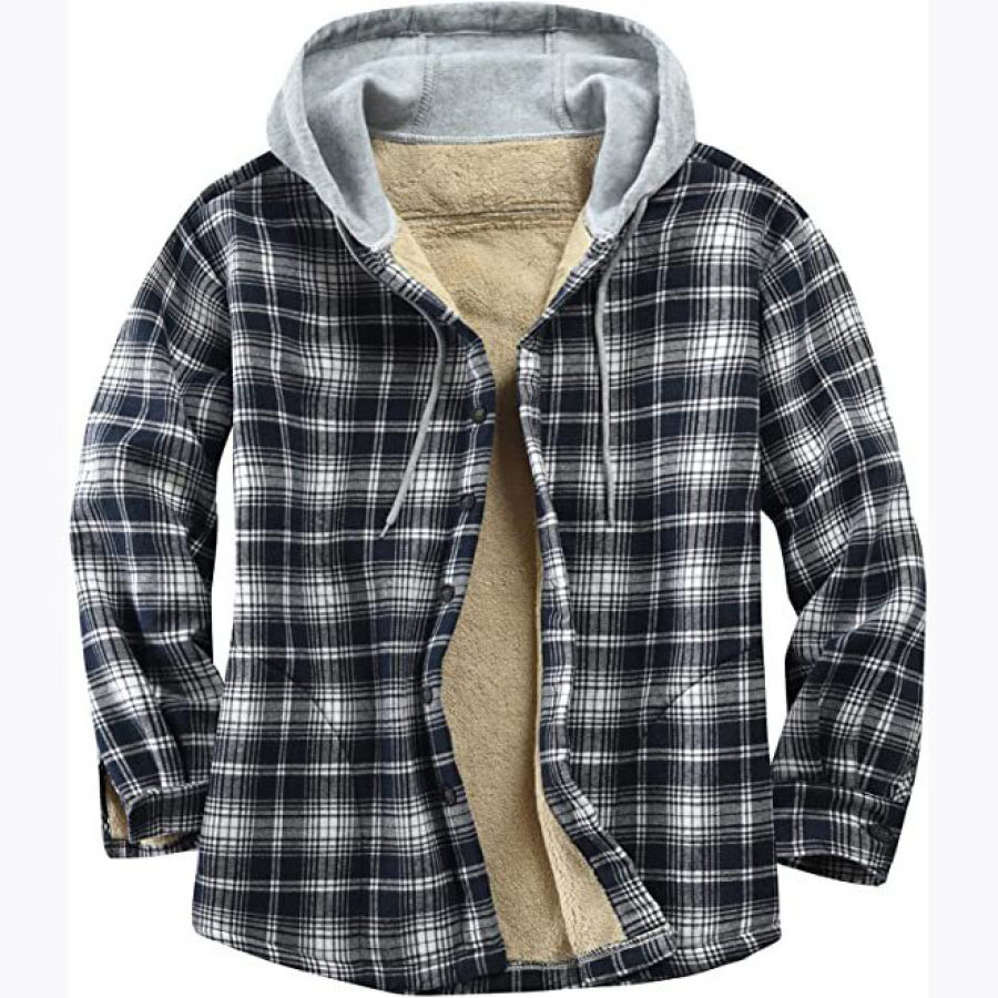 

Men's Winter Plaid Fleece Hooded Jacket