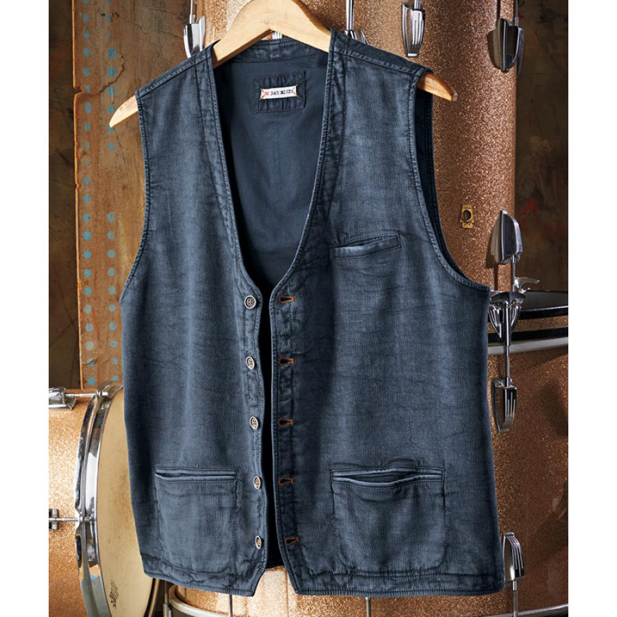 

Men's Vintage Buckskin Fleece Pocket Jacket Vest