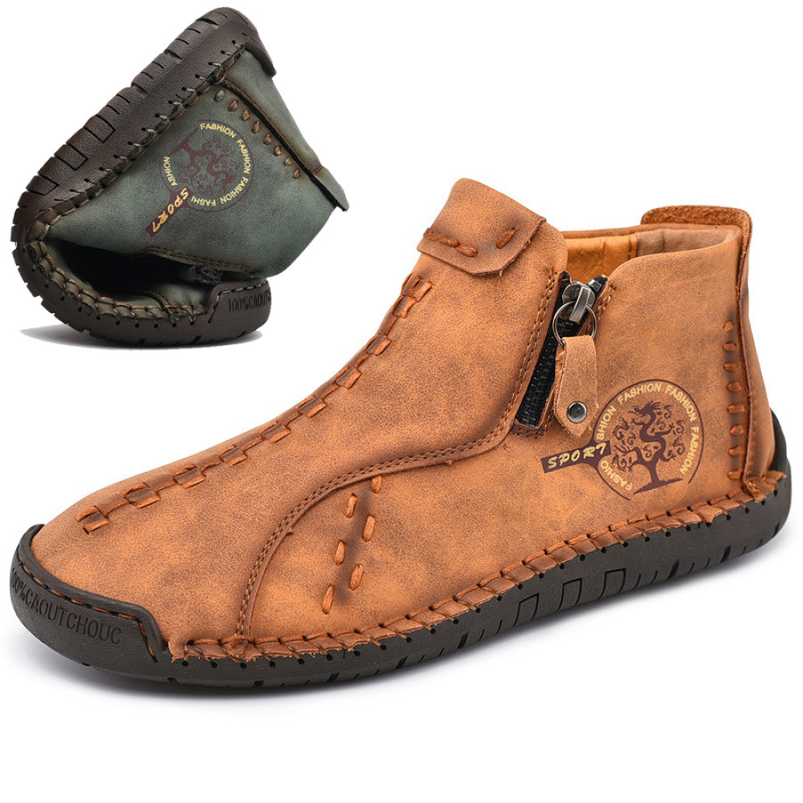 

Men's Non-slip Wear-resistant Zipper Genuine Leather Casual Shoes