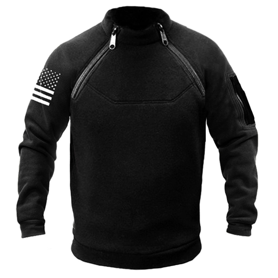 

Men's Polar Fleece Zip Stand Collar Outdoor Tactical Sweatshirt