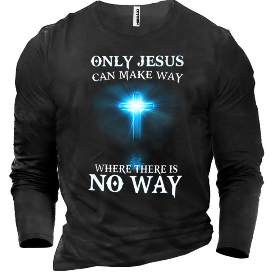 

Only Jesus Can Make Way Men's Cotton Long Sleeve T-Shirt