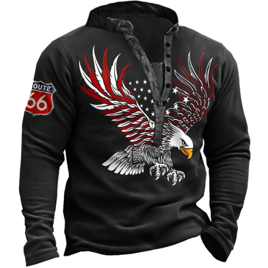 

Men's Outdoor Eagle Route 66 Henley Sweatshirt