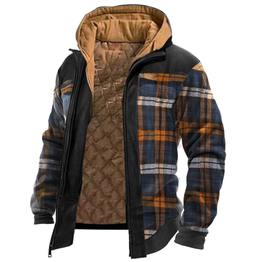 

Men's Winter Plaid Fleece Hooded Jacket