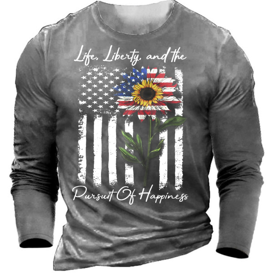 

Life Liberty And The Pursuit Of Happiness Men's American Flag Print T-Shirt