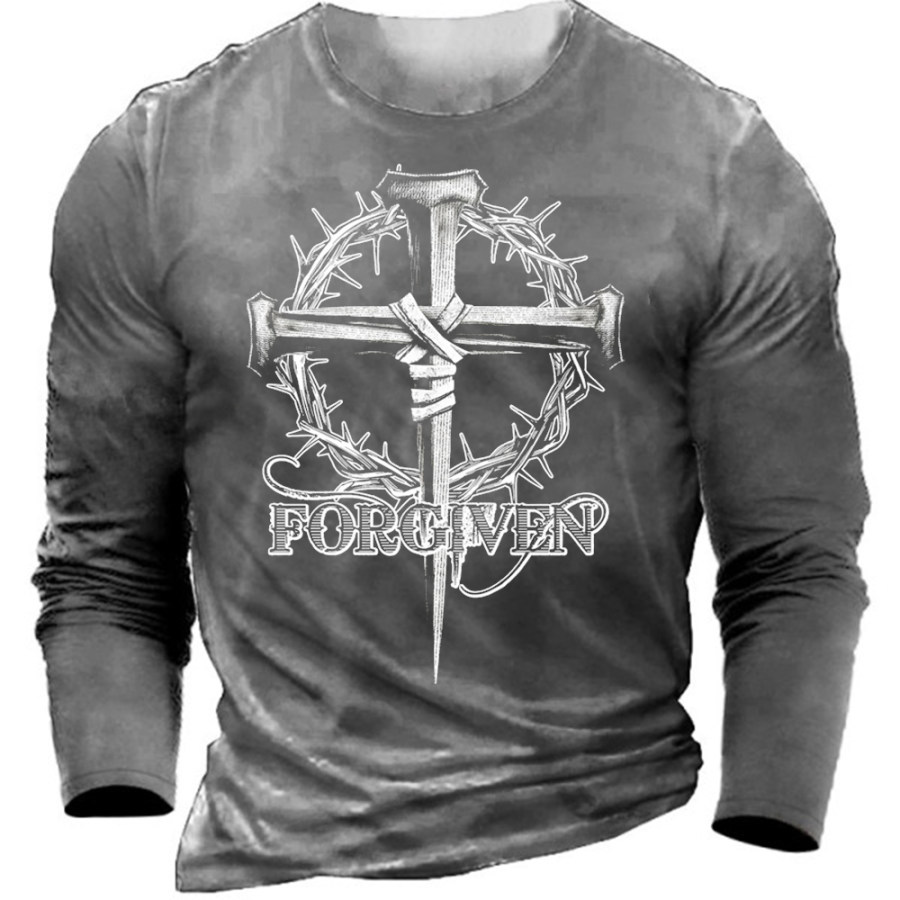 

Men's Vintage Cross Print T-Shirt