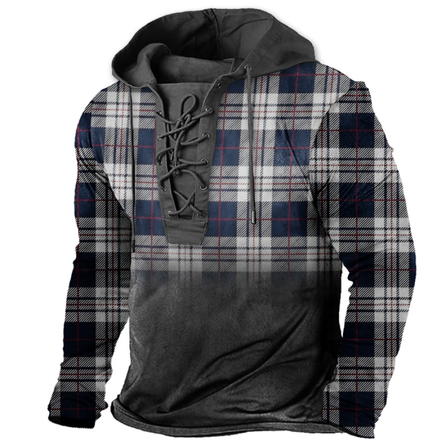 

Men's Vintage Outdoor Tactical Lace-Up Hooded T-Shirt