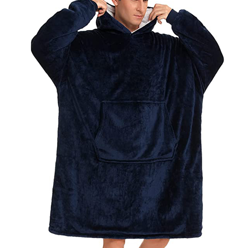 Men's Flannel Fleece Pullover Chic Blanket Hoodie