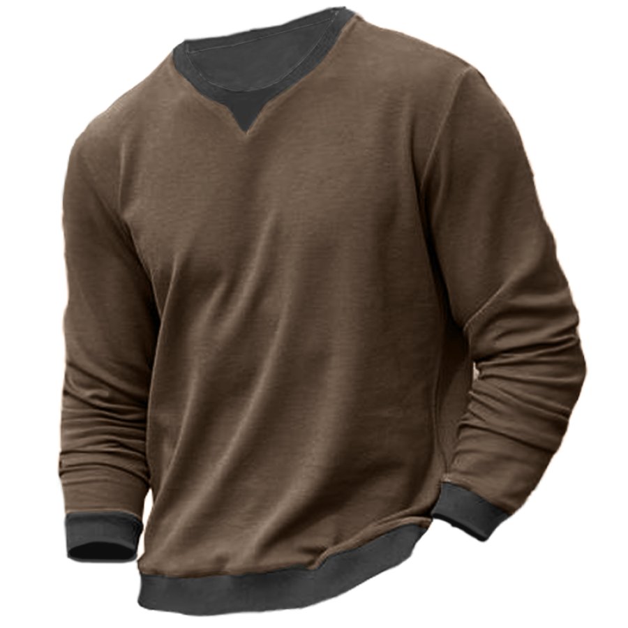 

Men's Vintage Patchwork Long Sleeve Sweatshirt