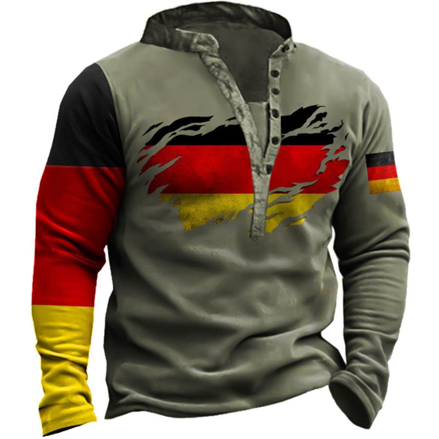 

Men's Outdoor German Flag Henley Sweatshirt
