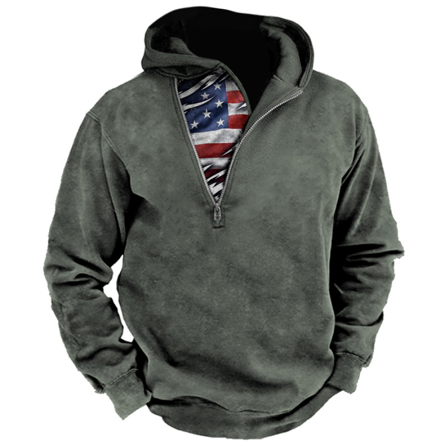 

Men's Outdoor Training American Flag Print Half-Zip Hoodie