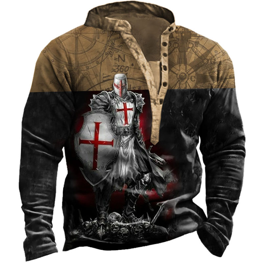 

Men's Vintage Compass Templar Henley Sweatshirt