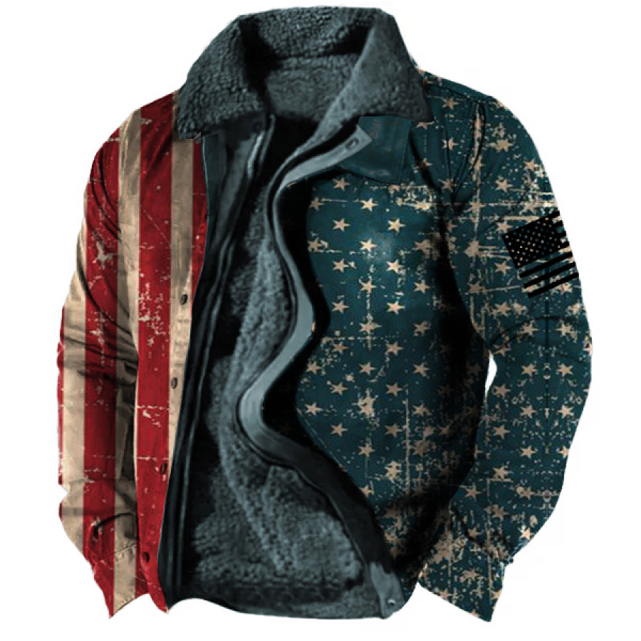 

Men's American Flag Fleece Hooded Jacket