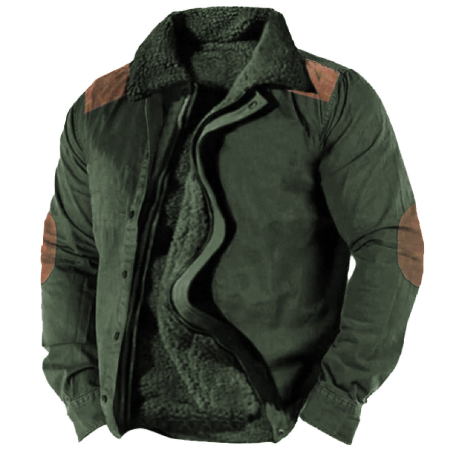 

Men's Colorblock Training Faux Fur Collar Warm Fleece Jacket
