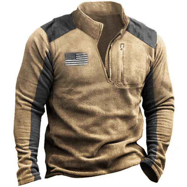 Outdoor Fleece Half Zip Collar Tactical Men's Sweatshirt - Sanhive.com 