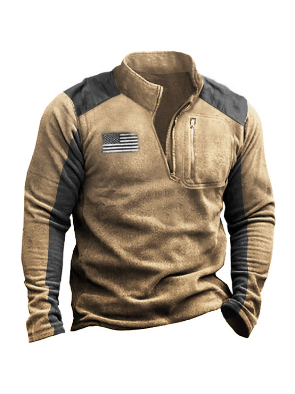 Outdoor Fleece Half Zip Collar Tactical Men's Sweatshirt