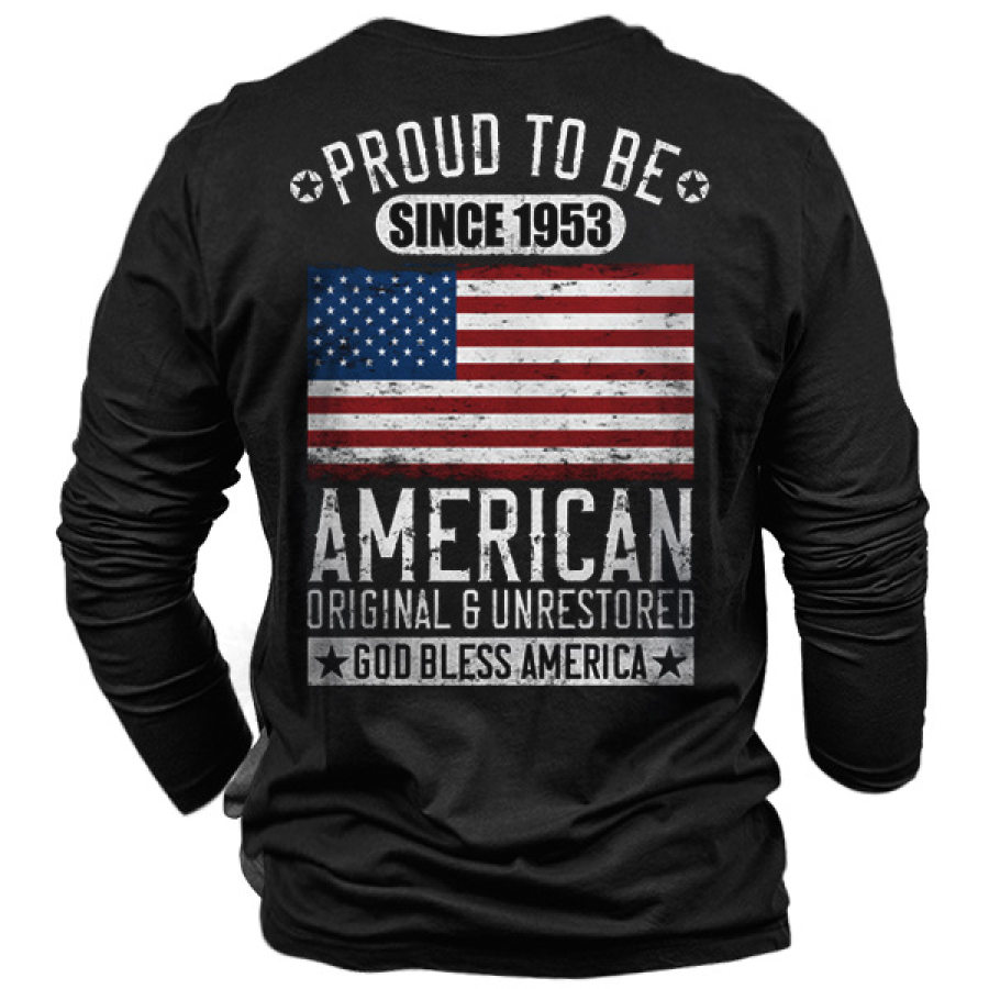 

American Flag USA Born In 1953 Built In The 50s Men Cotton T-shirt