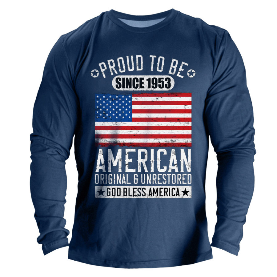 

American Flag USA Born In 1953 Built In The 50s Men Cotton T-shirt