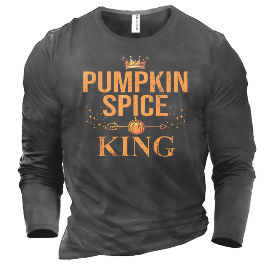 

Men's Pumpkin Spice King Happy Halloween Funny Print T-Shirt