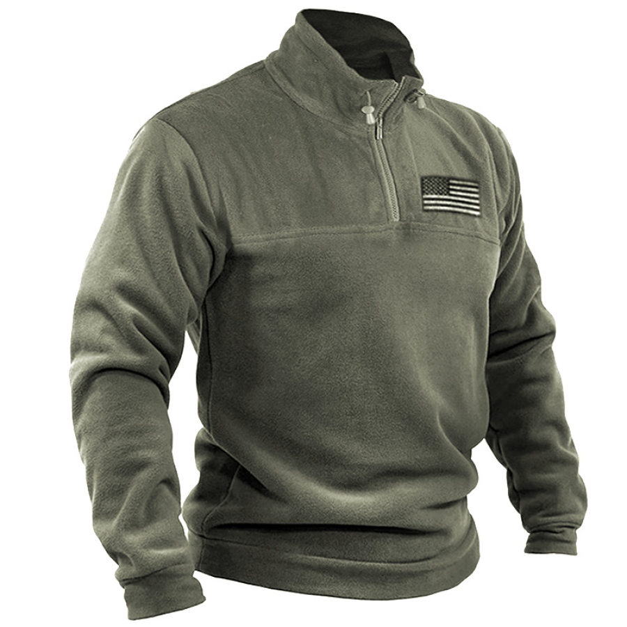 

Men's Vintage Thickened Fleece Half-Zip Drawstring Sweatshirt
