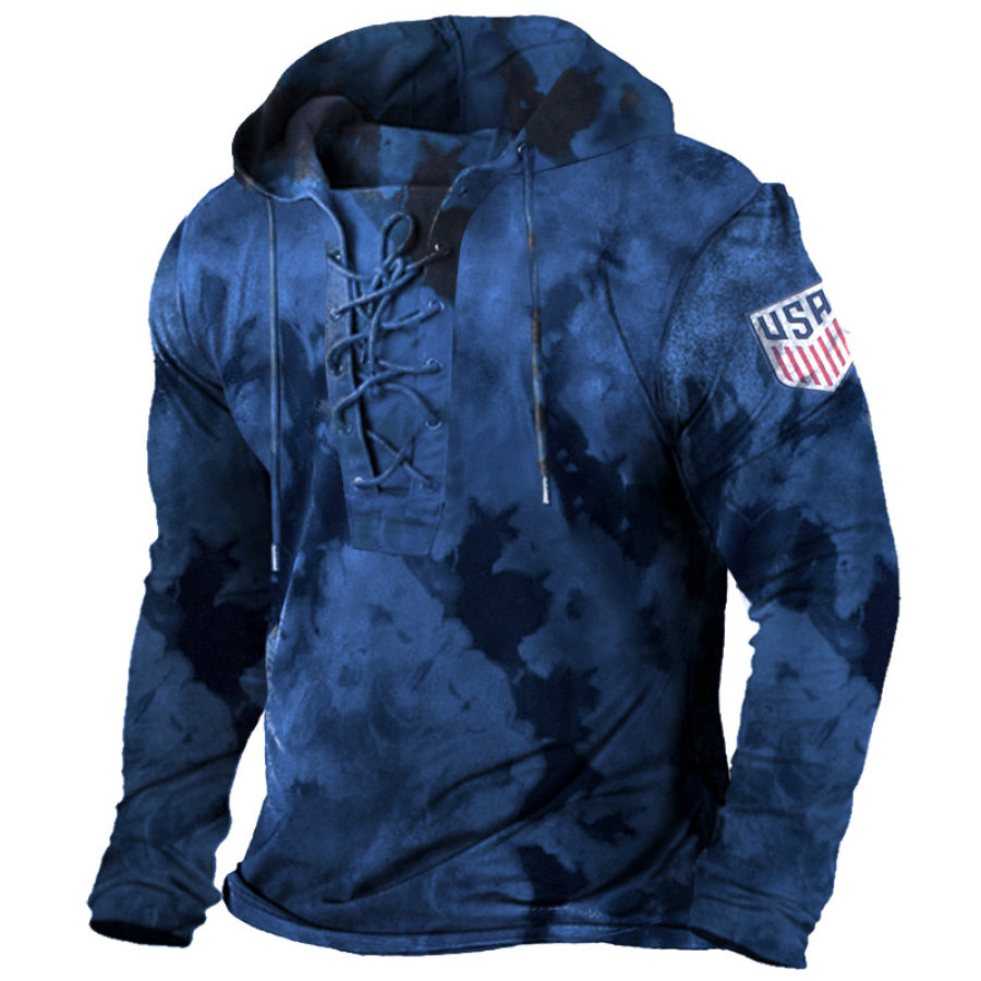 

Men's Team USA Soccer Graphic Print Lace Up Hooded Tactical T-Shirt