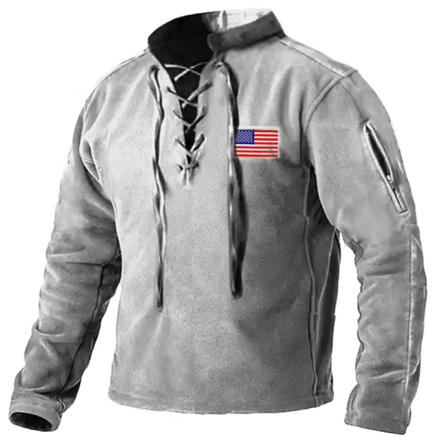 

Men's Outdoor Zipper Pocket Tactical Drawstring Fleece Sweatshirt