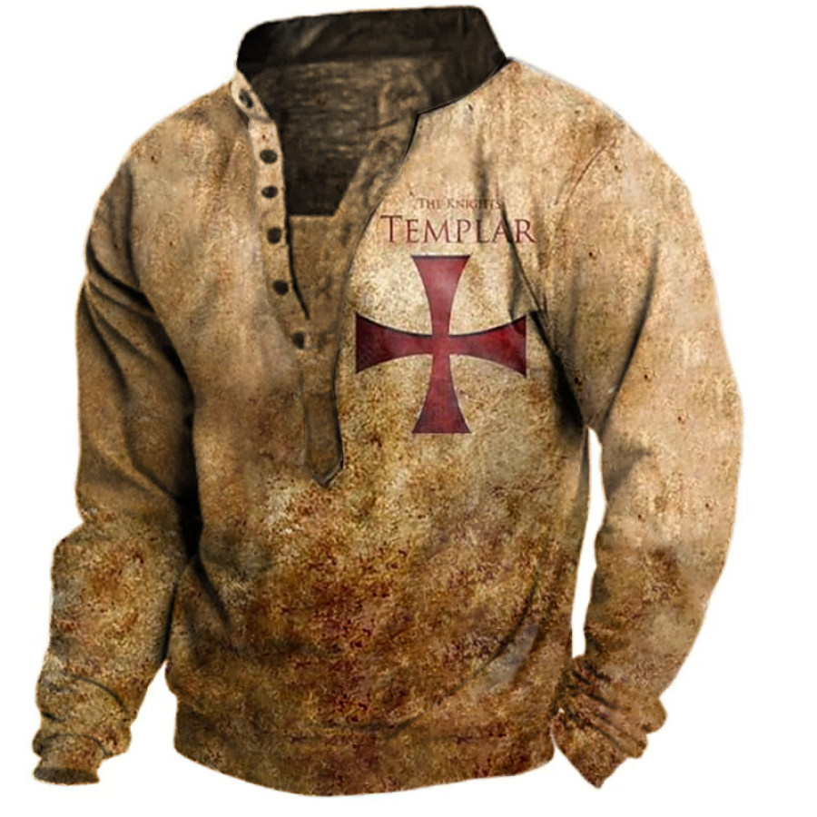 

Men's Faith Cross Henley Sweatshirt