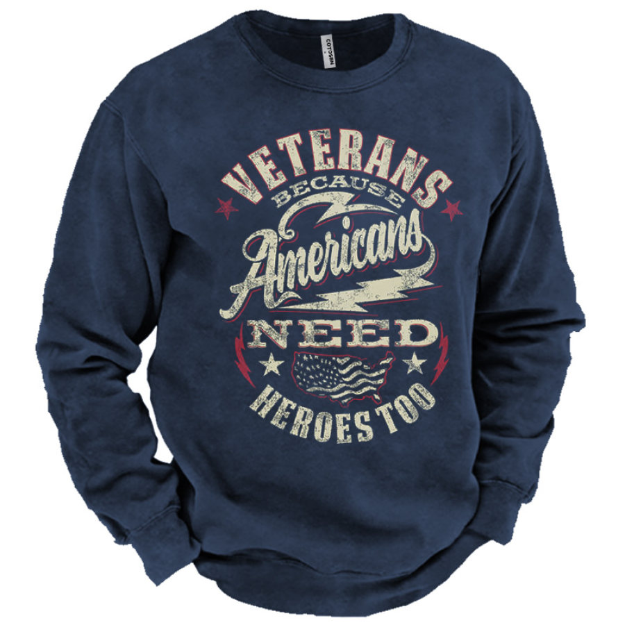 Men's Because-Americans-Need-Heroes-Too Fun Print Sweatshirt