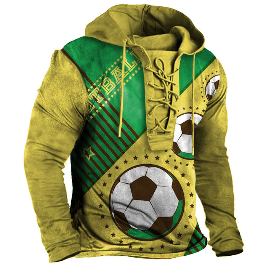 

Men's Brazilian Soccer Print Lace-up Hooded T-Shirt