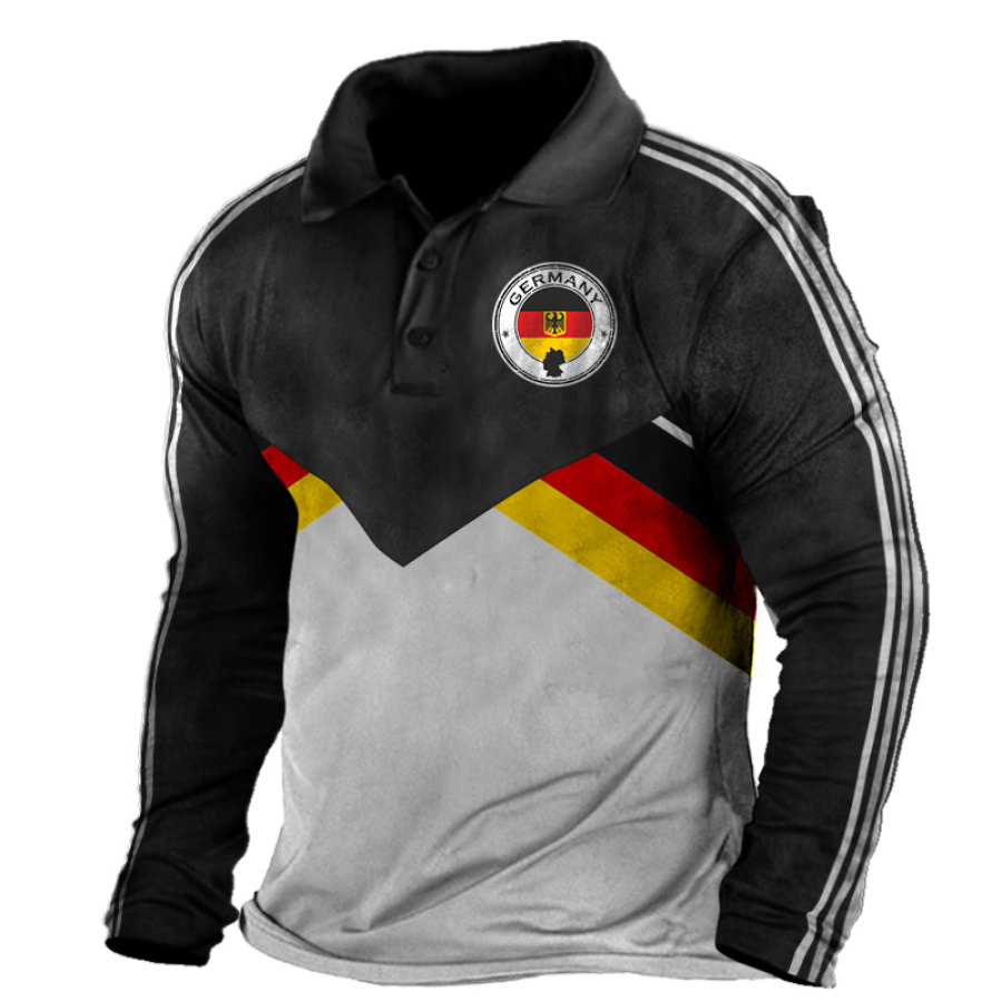 

Men's German Soccer Print Polo Collar T-Shirt