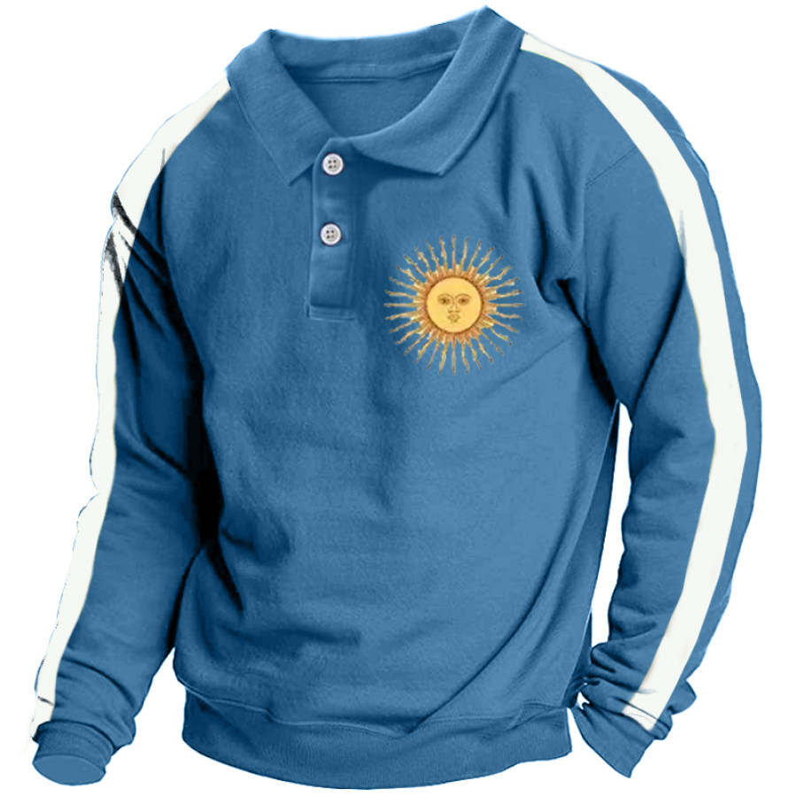 

Men's Argentine Flag Patchwork Polo Neck Sweatshirt