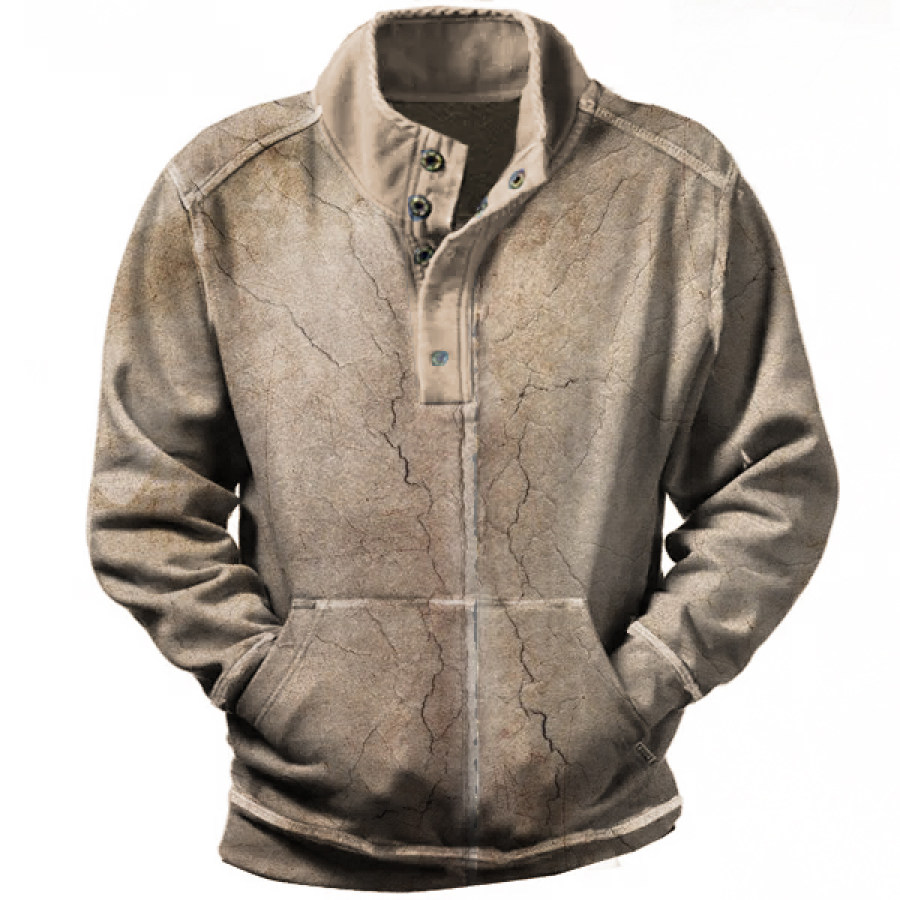 

Men's Vintage Tactical Henley Collar Sweatshirt