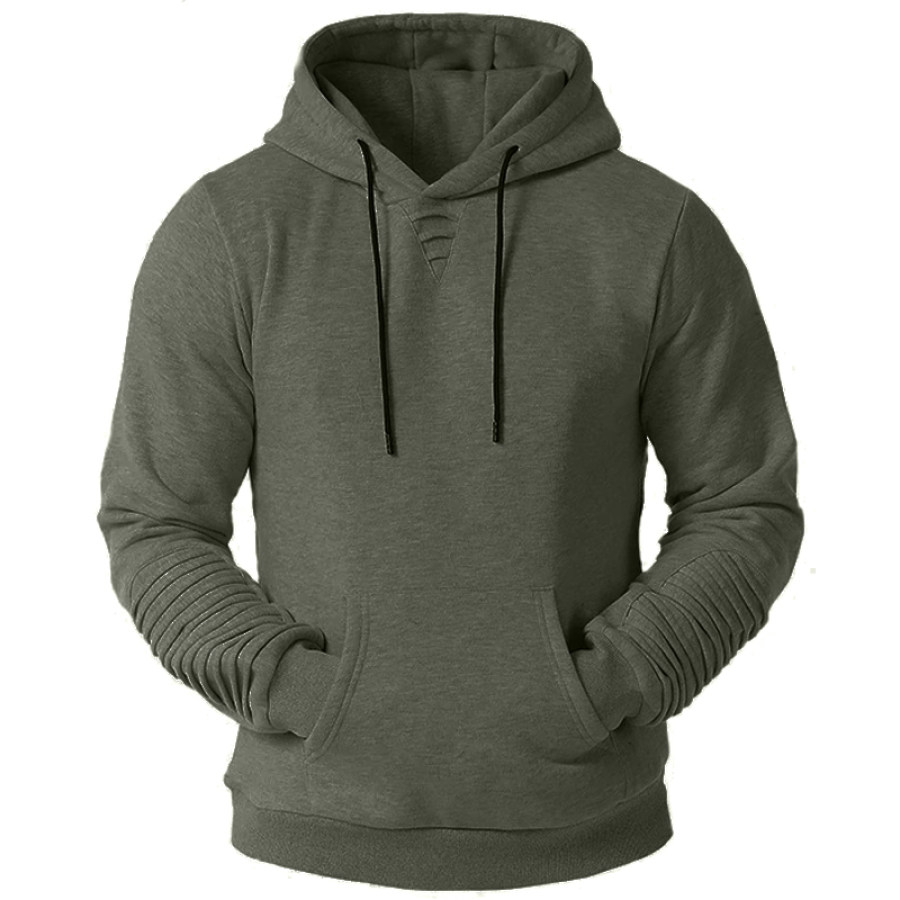 

Men's Retro Outdoor Pleated Hoodie