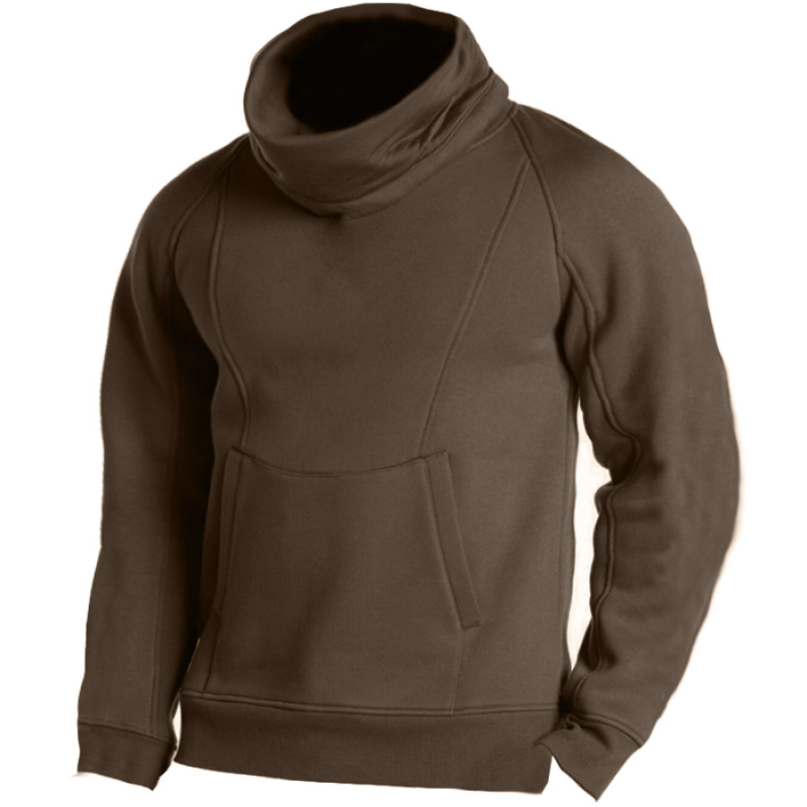 

Men's Pocket Stand Collar Stitching Thicken Sweatshirt
