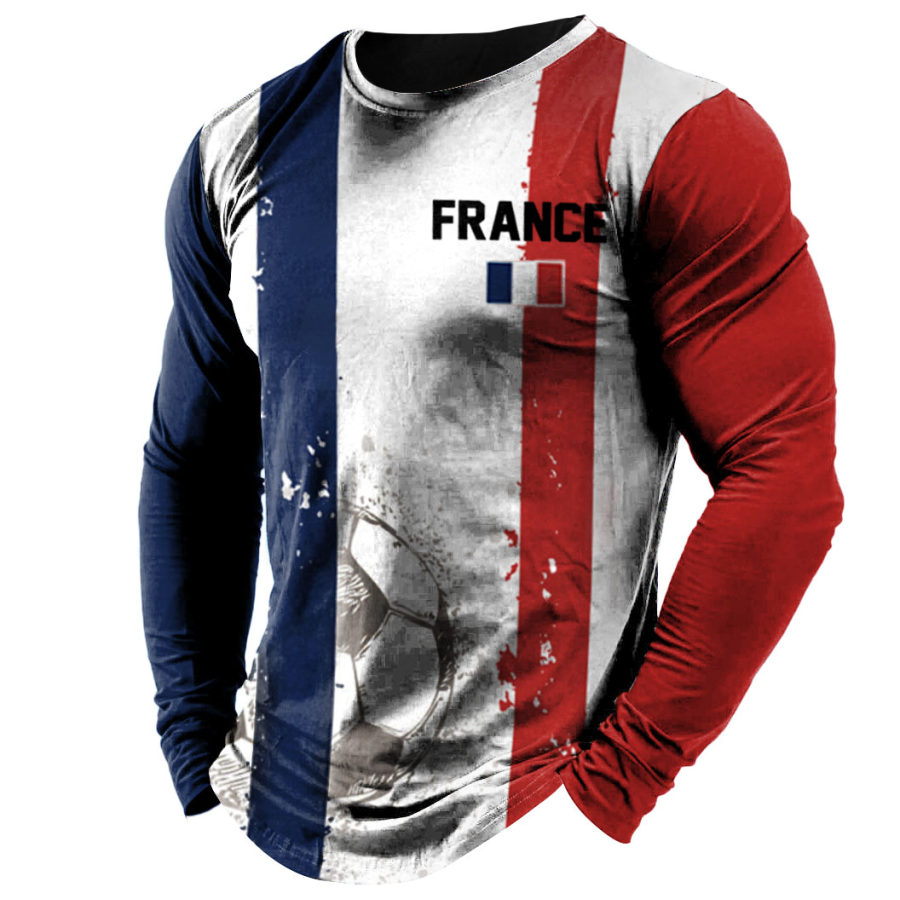 

Men's World Cup France Soccer Print Long Sleeve T-Shirt
