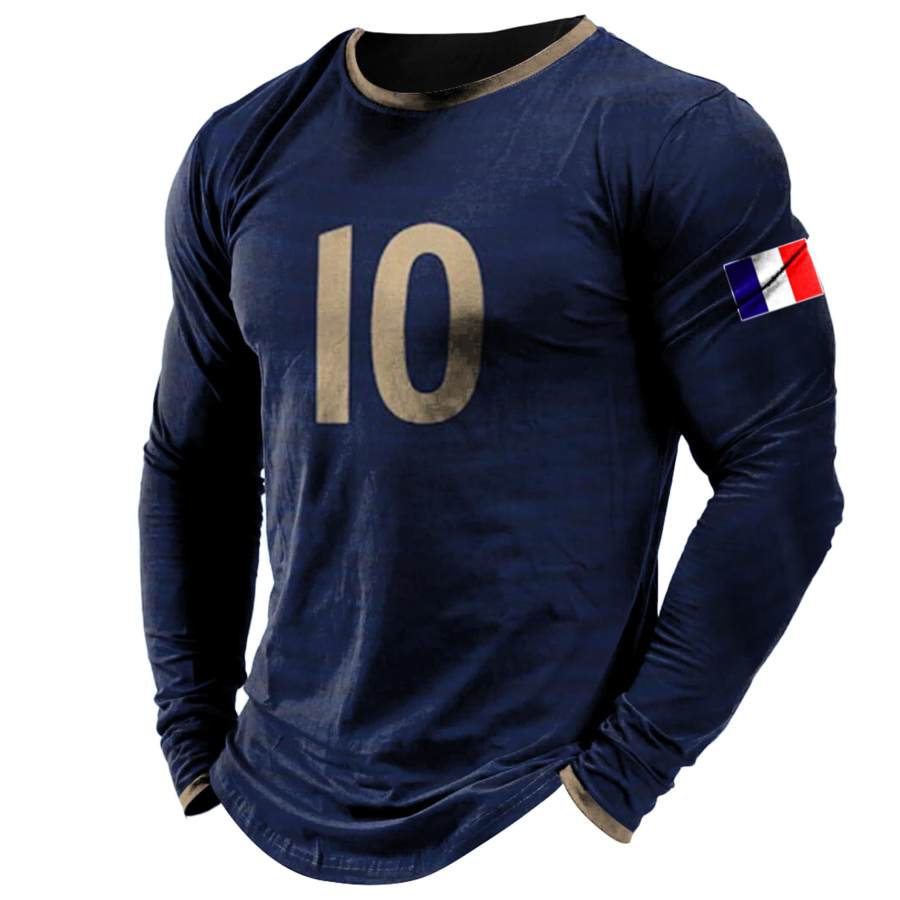 

Men's World Cup France Soccer Print Long Sleeve T-Shirt
