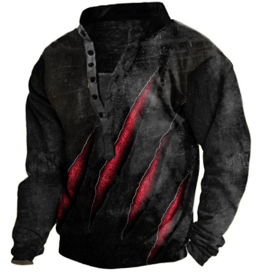 

Men's Claw Marks In The Dark Henley Sweatshirt