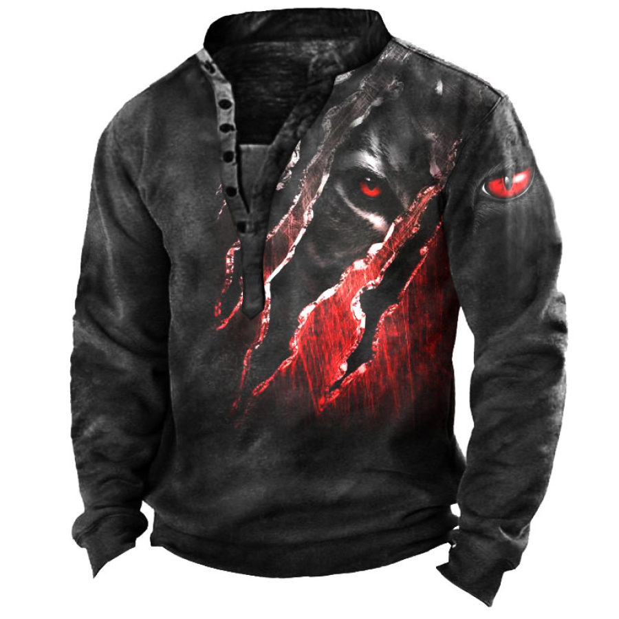 

Men's Cat Eye Henley Sweatshirt