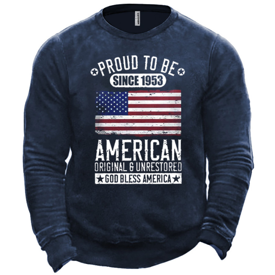 

Men's American Flag USA Born In 1953 Built In The 50s Fun Print Sweatshirt