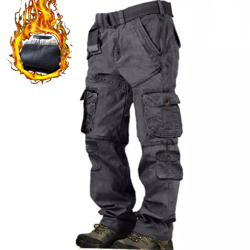 Men's Multi-pocket Fleece Warm Chic Outdoor Tactical Cargo Pants