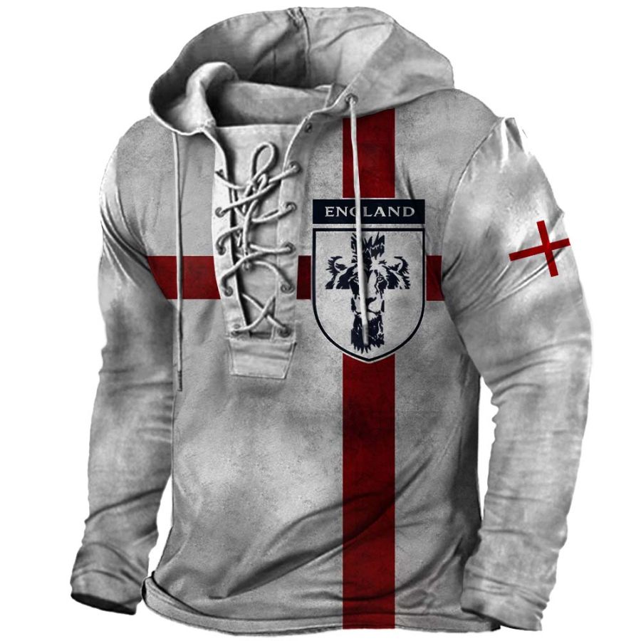 

Men's Outdoor England Soccer Lace-Up Hooded T-Shirt