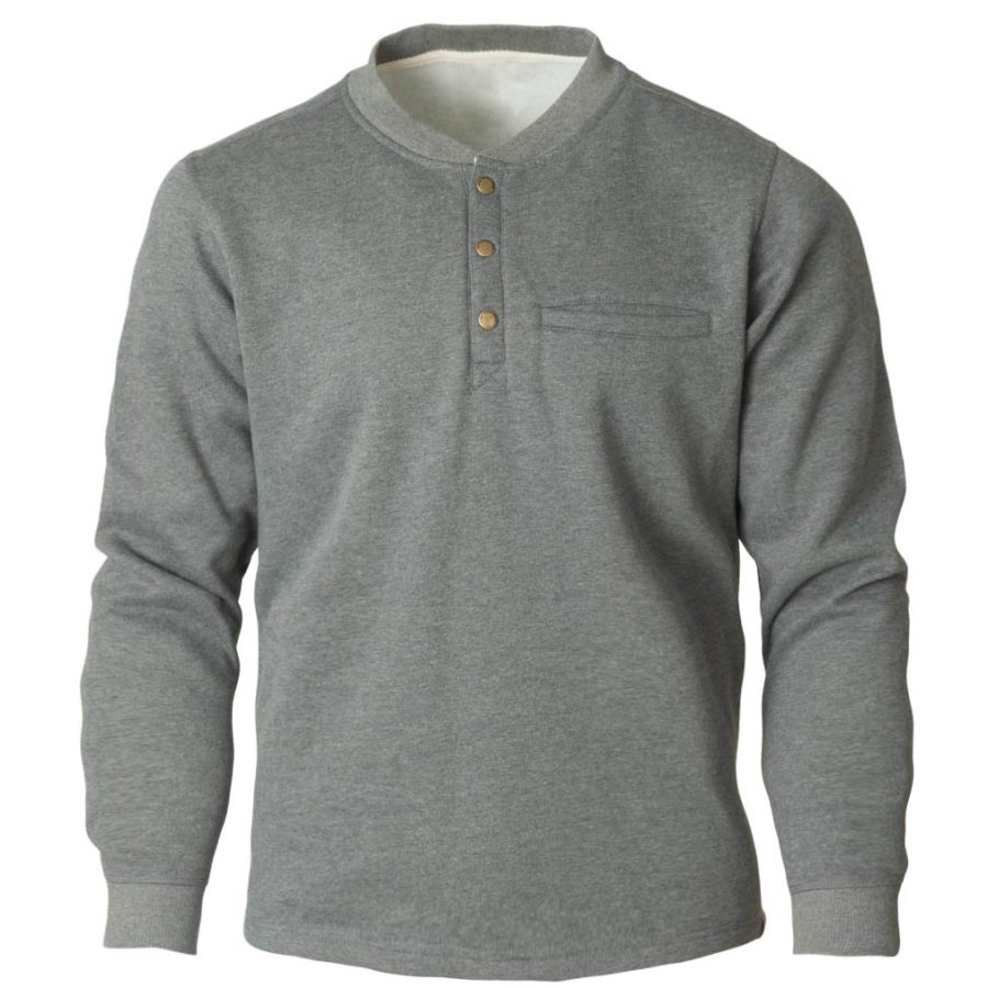 

Men's Outdoor Warm Pocket Henley Sweatshirt