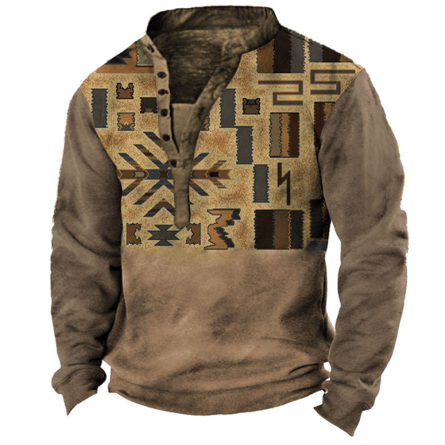 

Men's Aztec Henley Sweatshirt