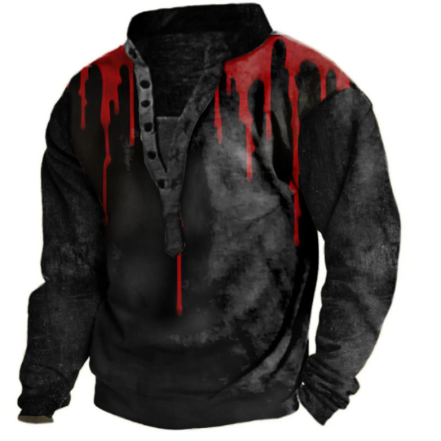 

Men's Halloween Blood Henley Sweatshirt