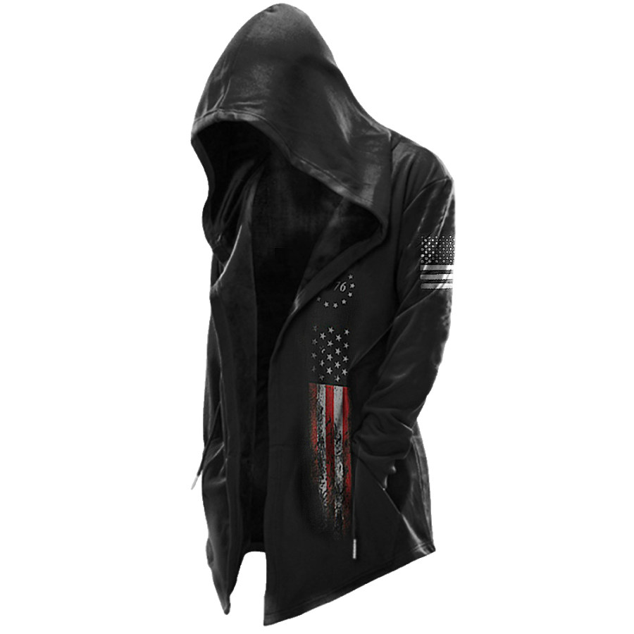

Vintage American Flag Print Men's Long Sweatshirt Cardigan