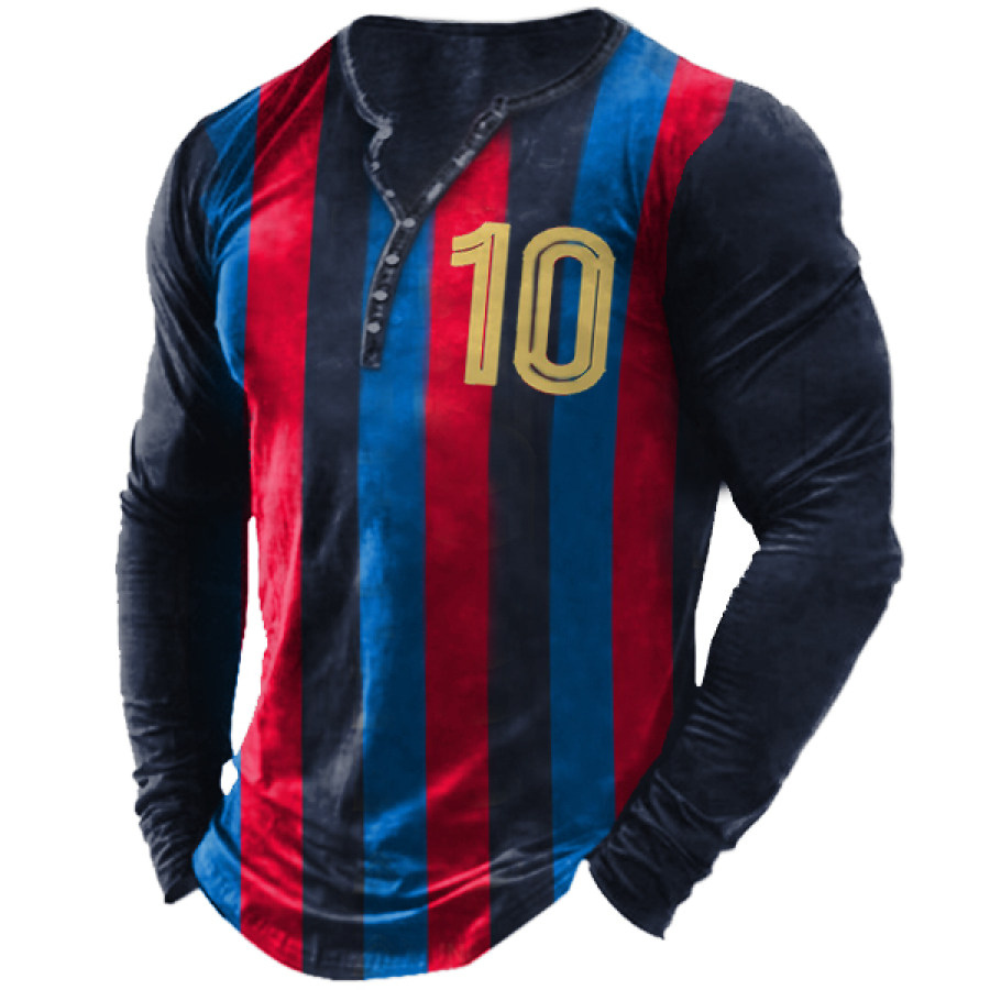 

Men's 2022 World Cup Number 10 Soccer Uniform Henley Collar T-Shirt