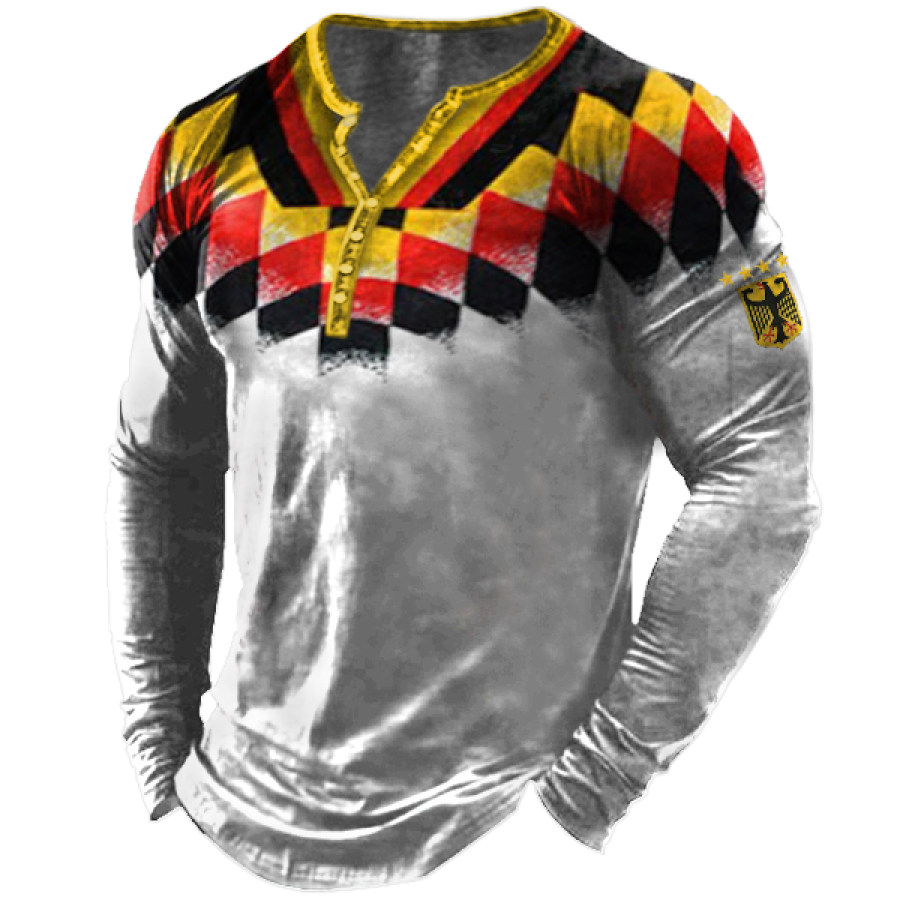 

Men's 2022 World Cup German Soccer Uniform Henley Collar T-Shirt